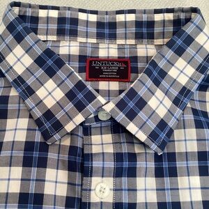 UNTUCKit Men's Navy and White Checkered Shirt